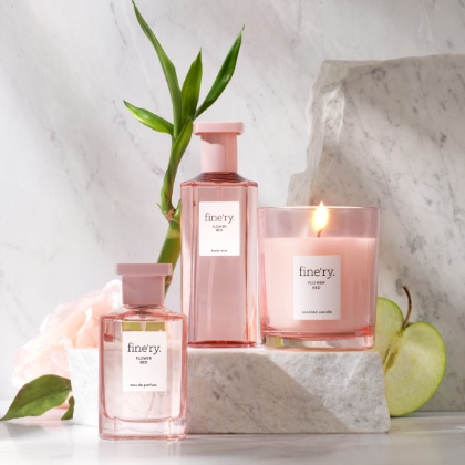 a display of fin’ery bath and body items