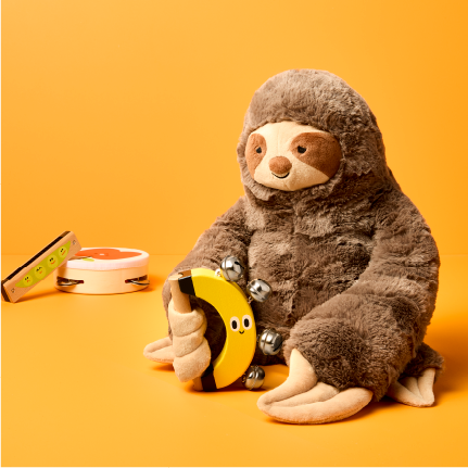A plush sloth toy.